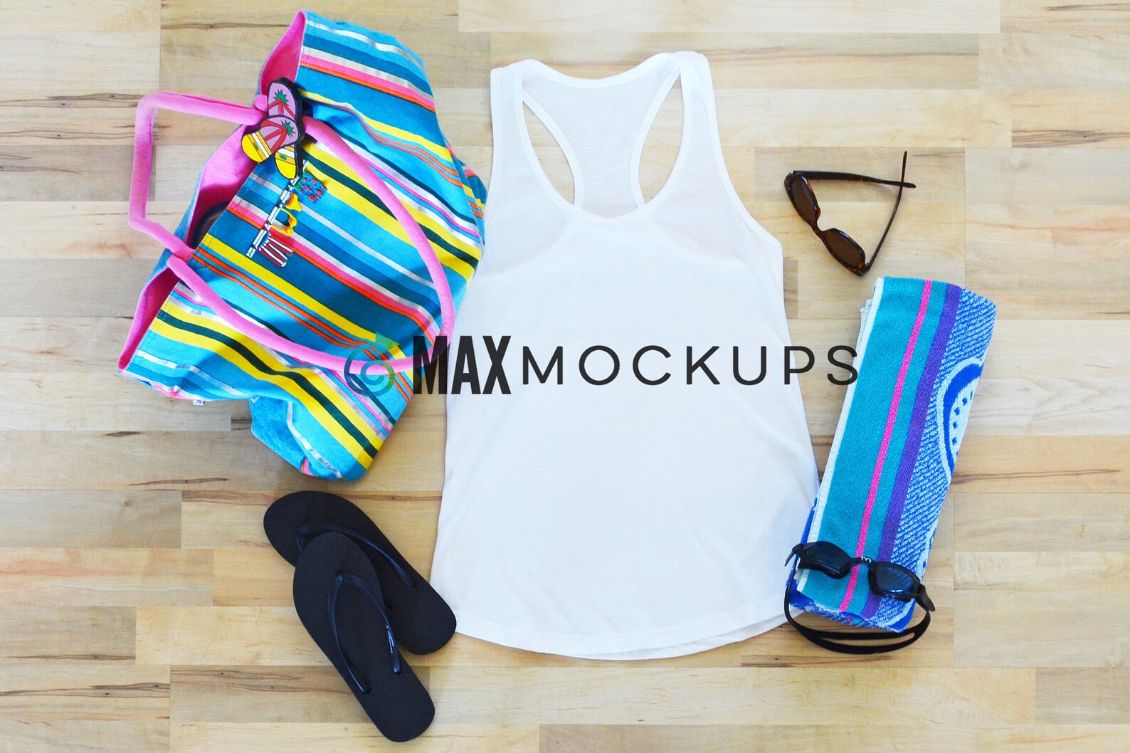 Download White Tank Top MOCKUP summers at the pool Racerback flatlay | Etsy