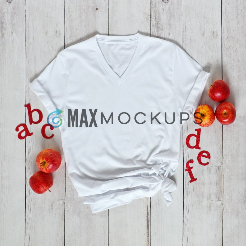 Download White t-shirt MOCKUP back to school teacher Bella v-neck ...