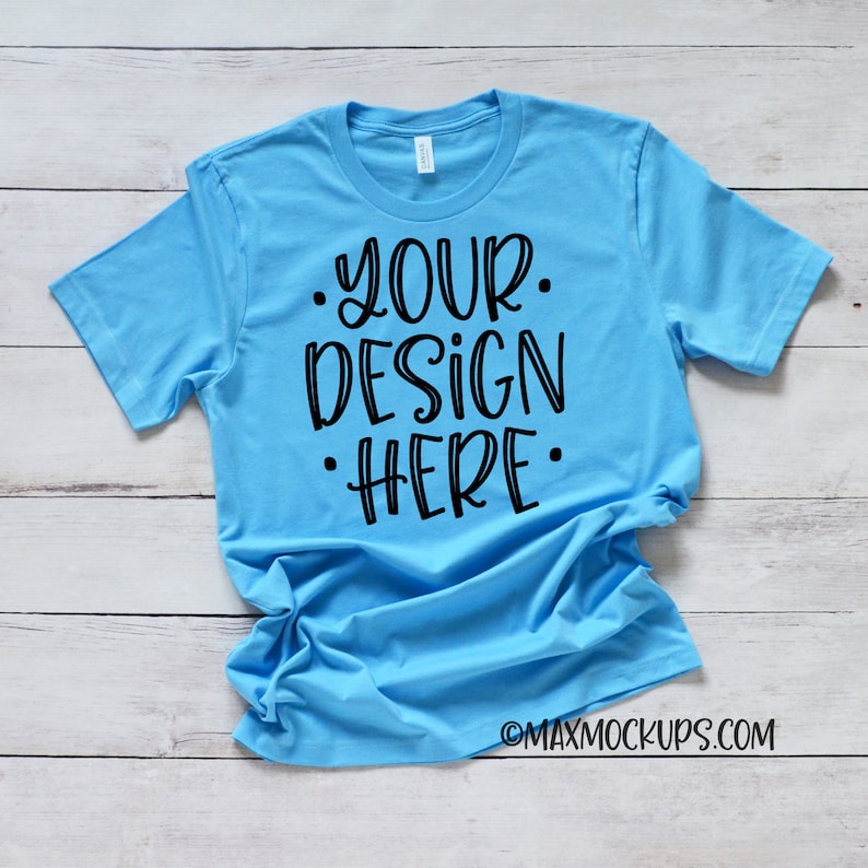 Download Light Blue t-shirt Mockup Bella Canvas 3001 flatlay blank | Etsy