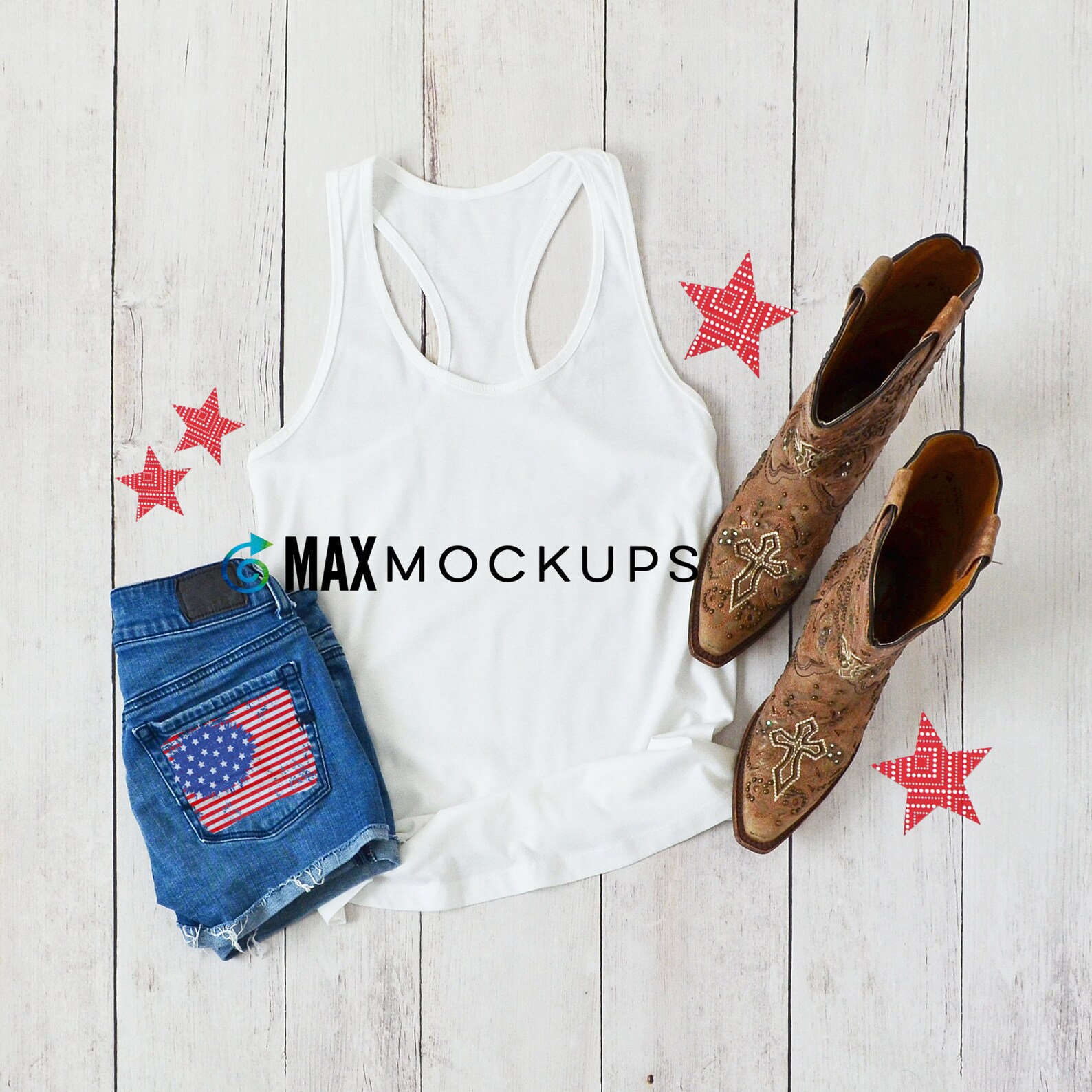 Download White Tank top MOCKUP July 4th Independence day red white ...