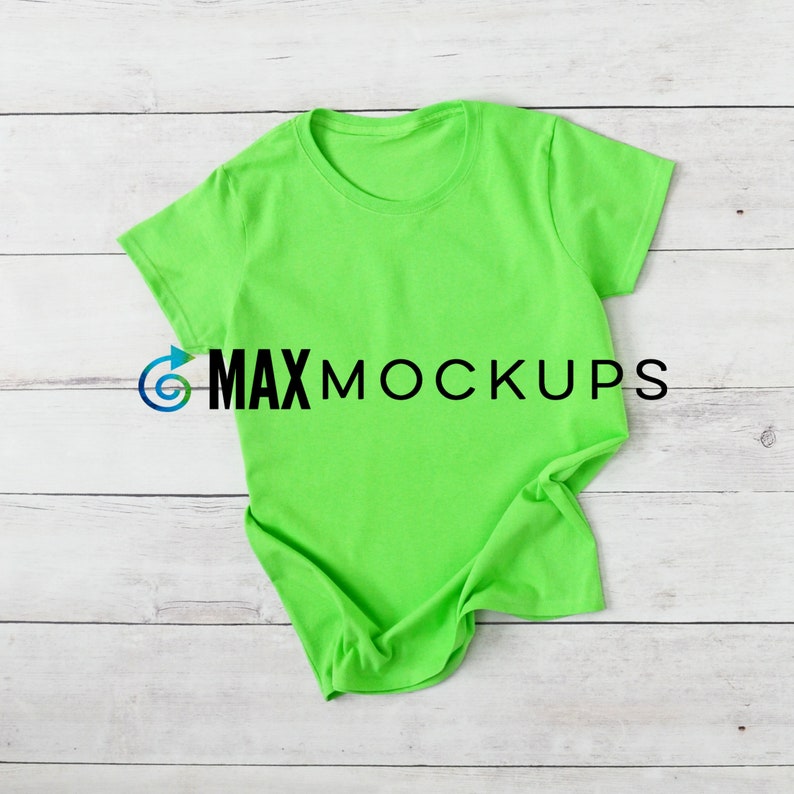 Download Light Green t-shirt MOCKUP Gildan womens flatlay blank | Etsy