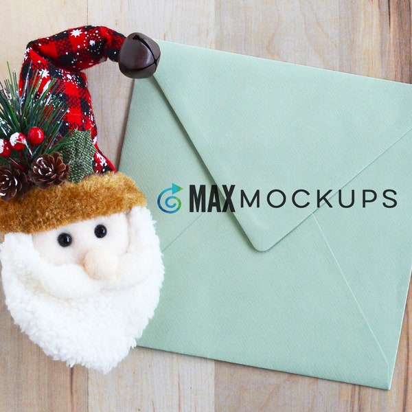 Envelope MOCKUP, front AND back, Christmas, for stickers, address stampers, calligraphy, invitations, styled stock photography flatlay