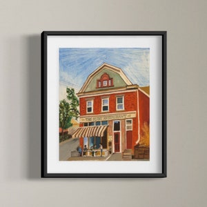 Custom Home Oil Pastel Portrait, Original Artwork, oliepastelkunst, Restauranttekening, Pittsburgh Art, Cafe Decor, Custom home artwork