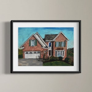 Custom Home Oil Pastel Portrait, Original Artwork, personalized, brick art, new home, house warming, custom house painting, oil pastel
