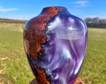 Maple Burl Vase with Colored Resin