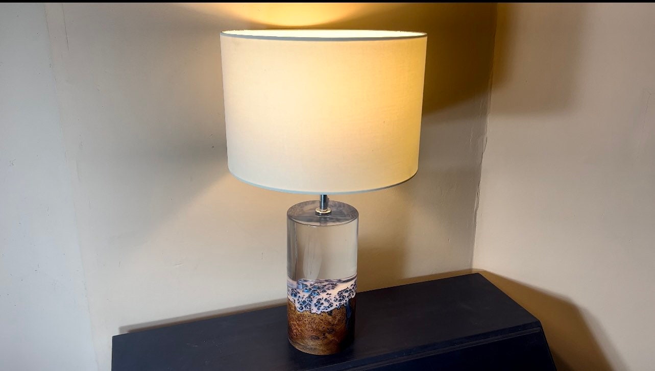 Made to Order Modern Table Lamp, Resin and Wood