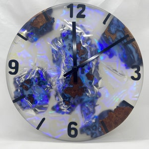 Epoxy wall clock, resin wood wall clock, gift, burr wall clock