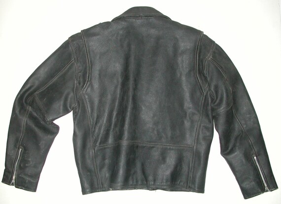 Men's Black Leather Motorcycle Biker Jacket - image 8