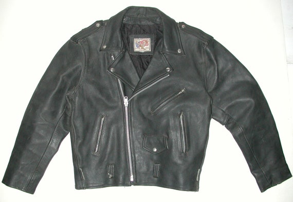 Men's Black Leather Motorcycle Biker Jacket - image 7
