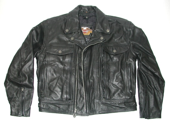 HARLEY DAVIDSON Men's Black Leather Motorcycle Bi… - image 1