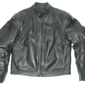 Vintage DAINESE Men's Black leather Armor Motorcycle cafe Racer biker Jacket Size:42US image 2