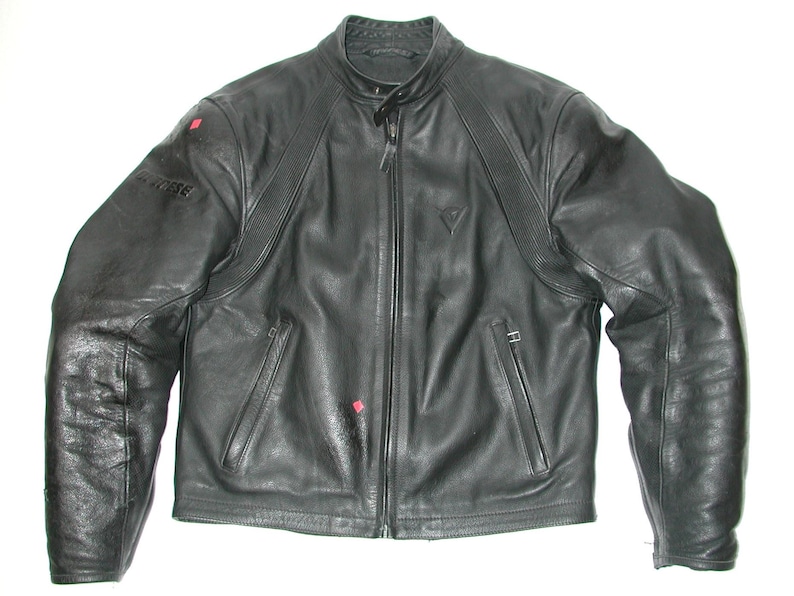 Vintage DAINESE Men's Black leather Armor Motorcycle cafe Racer biker Jacket Size:42US image 2