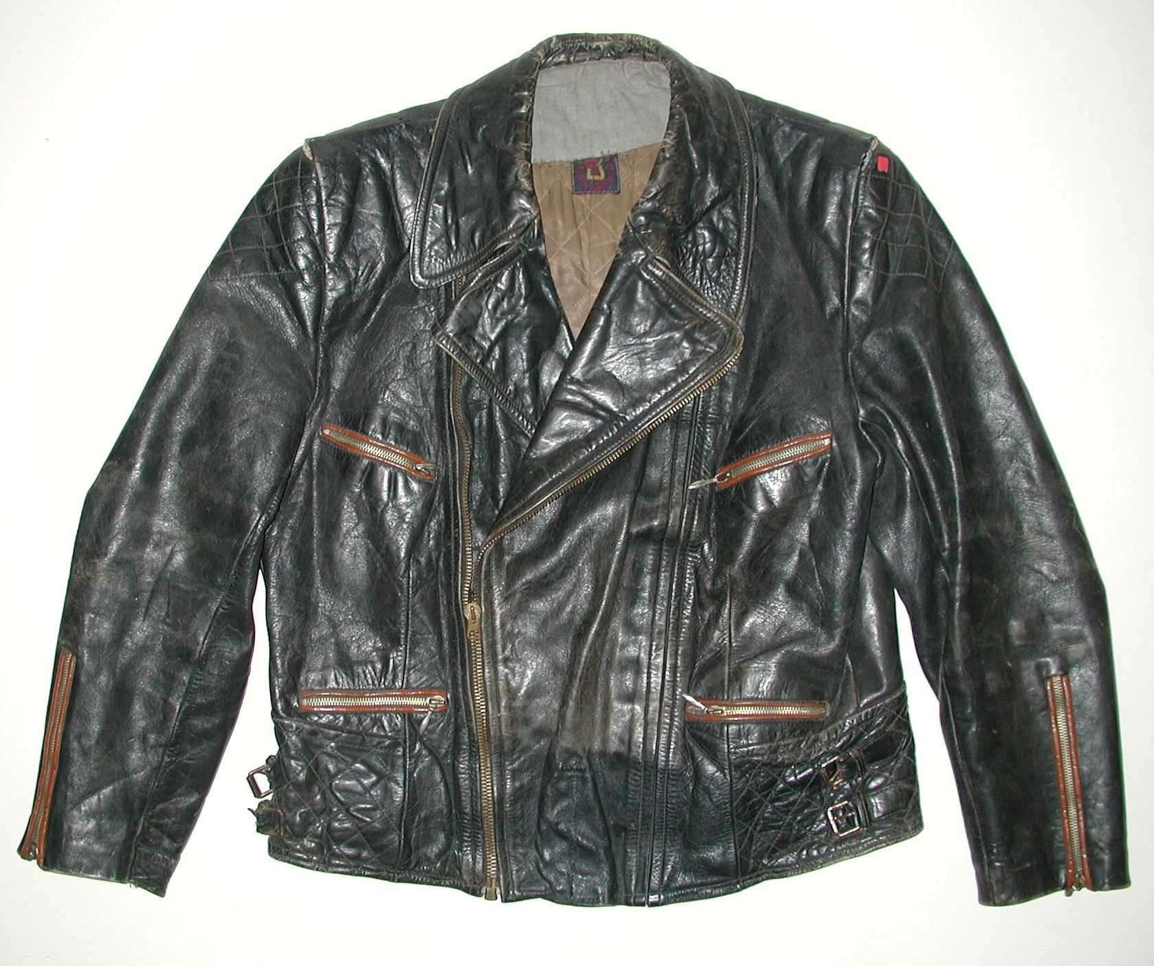 Herren Motorrad Biker Cafe Racer Vintage Distressed Schwarz