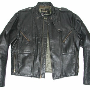 Vintage SAN DIEGO Cafe Racer USA Mens Black Leather Motorcycle Biker Jacket - Size 42