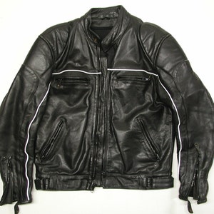 Men&#39;s Black Leather Cafe Racer Motorcycle Biker Jacket
