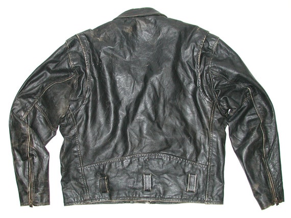 Vintage Men’s Black Leather Motorcycle Biker Jack… - image 7