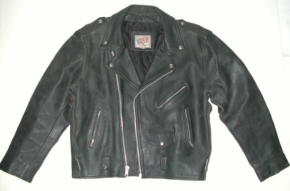 Men's Black Leather Motorcycle Biker Jacket - image 1