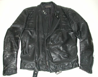 Vintage HARLEY-DAVISON Men's Black Leather Motorcycle Jacket size: 44 Tall