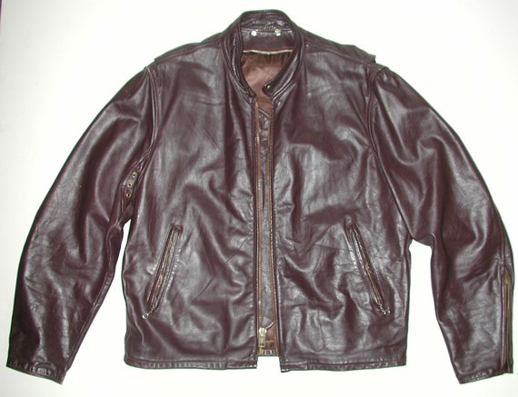 Vintage Men's Brown Leather Cafe Racer Motorcycle