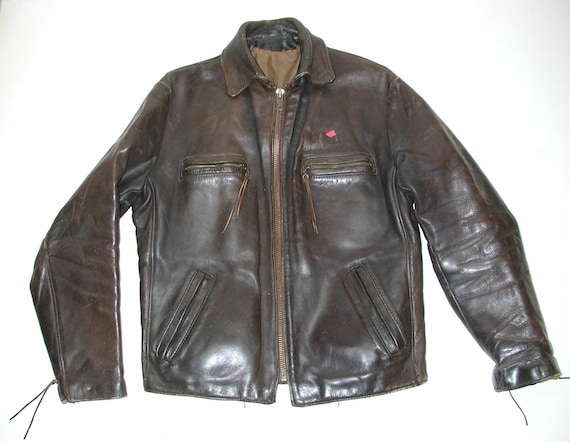 Vintage Men's Brown Leather Cafe Racer Motorcycle