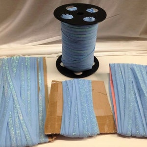100 PLUS YARDS 5/8” Fold Over Elastic Blue with Lurex FOE Face Mask
