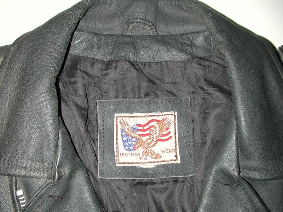 Men's Black Leather Motorcycle Biker Jacket - image 3