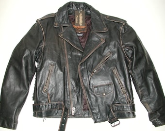 UNIK Men's Live to Ride Leather Motorcycle Biker Jacket Size 44