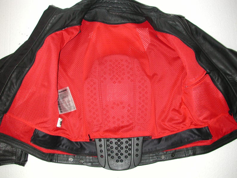 Vintage DAINESE Men's Black leather Armor Motorcycle cafe Racer biker Jacket Size:42US image 10