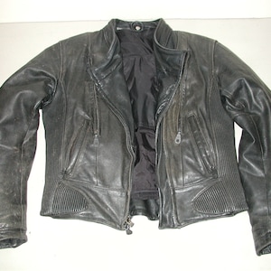 Vintage HARLEY DAVIDSON FXRG Women’s Black Leather Motorcycle Biker Jacket, Size: Small