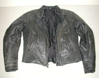 Vintage HARLEY DAVIDSON FXRG Women’s Black Leather Motorcycle Biker Jacket, Size: Small