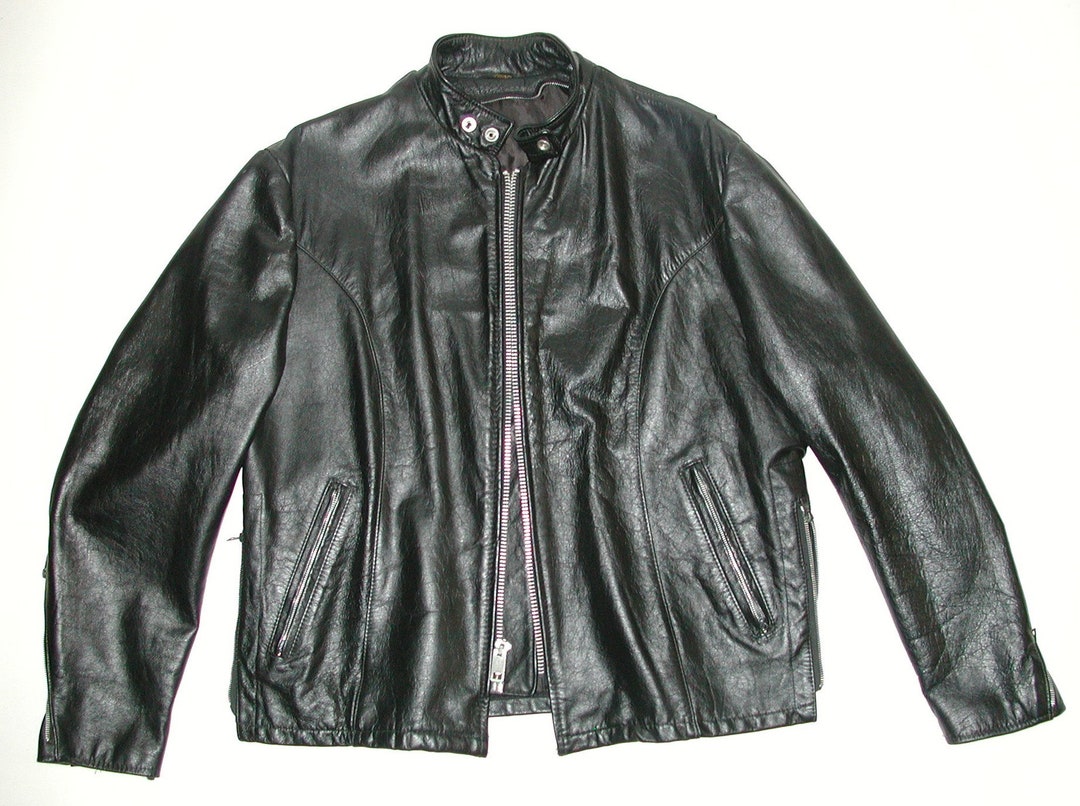 Vintage Men's Cafe Racer Black Leather Motorcycle Biker Jacket - Etsy