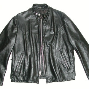 Vintage Men&#39;s Cafe Racer Black Leather Motorcycle Biker Jacket