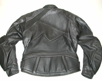 FIELDSHEER Men's Black Leather Motorcycle Biker Jacket, Sz 50