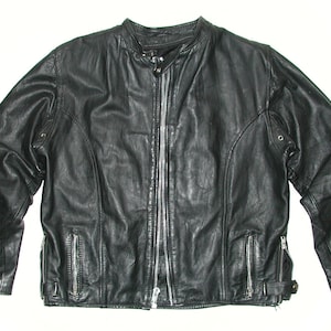 Vintage Cafe Racer Black Leather Men&#39;s Motorcycle Biker Jacket