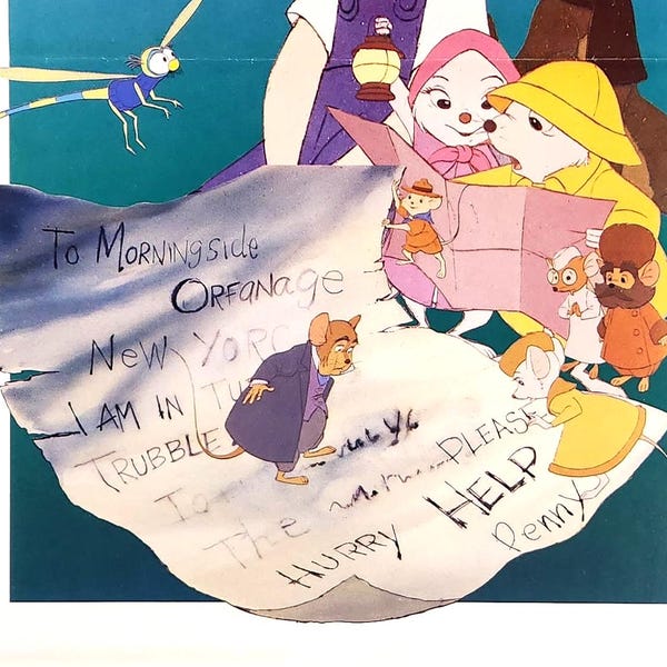 The Rescuers-An Original Vintage Movie Poster for Disneys Animated Adventure with Bob Newhart, Eva Gabor, and the Louisiana Bayou.