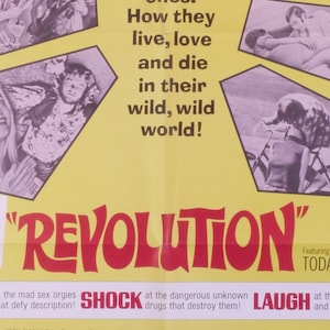 Revolution: un póster de película original de época de la década de 1960 sobre la contracultura de San Francisco con Today Malone y The Steve Miller Band
