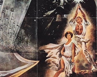 Stars Wars-An Original Vintage Movie Poster of the George Lucas Sci-Fi Masterwork with Mark Hamill, Alec Guinness, and Carrie Fisher.