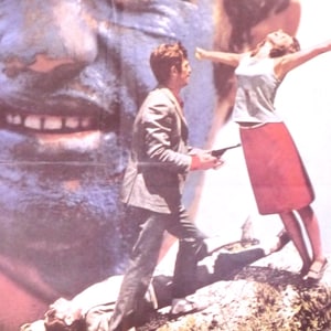 Pierrot Le Fou-Original Vintage Spanish Movie Poster for Jean-Luc Godard&#39;s Wild Romance on the run with Jean-Paul Belmondo and Anna Karina