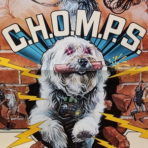 CHOMPS-Un cartel original de la película vintage de la comedia de aventuras de acción de ciencia ficción de la década de 1970 con Valerie Bertinelli y un perro pastor robot