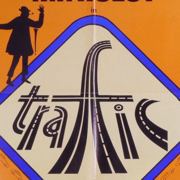 Trafic-Original Vintage Movie Poster of Jacques Tati's Comic Masterpiece with Mr Hulot revving up Automotive Hijinx on route to Amsterdam.