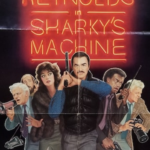 Sharky&#39;s Machine-A Rare Original Vintage Movie Poster de Burt Reynolds 1980s Action Packed Filmnoir con Rachel Ward y Charles Durning