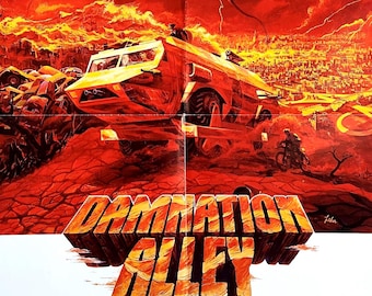 Damnation Alley-An Original Vintage Movie Poster of the Apocalyptic Epic with Jan Michael Vincent, Kustom Vehicles and Mutant Cockroaches