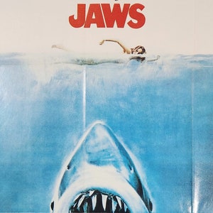 JAWS-An Original Vintage Movie Poster for Steven Spielberg's Iconic Great White Thriller with Roy Scheider, Richard Dreyfuss and Robert Shaw