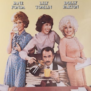 9 to 5-An Original Vintage Movie Poster of Colin Higgin&#39;s Groundbreaking Workplace Satire with Jane Fonda, Lily Tomlin, and Dolly Parton.