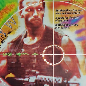Predator-An Original Vintage Movie Poster of John McTiernan&#39;s Alien Jungle Hunt with Arnold Schwarzenegger, Carl Weathers, and Jesse Ventura