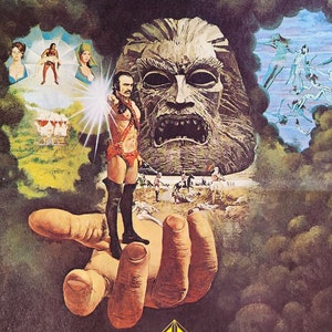 Zardoz-A Rare Original Vintage Belgian Movie Poster of John Boormans Strange Future Fantasy with Sean Connery, Charlotte Rampling, and Charlotte Kestelman.