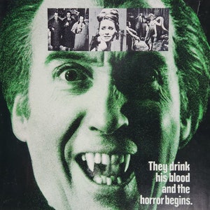 Prueba la sangre de Drácula: póster de película vintage original y poco común del clásico de terror de Hammer con Christopher Lee, Peter Sallis e Isla Blair