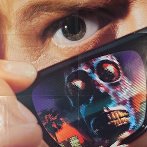 They Live-A Rare Original Vintage Movie Poster of John Carpenter&#39;s Chilling Tale of Alien Possession with Roddy Piper and Keith David