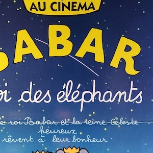Babar: Rey de los elefantes: un póster de película vintage original del largometraje de aventuras de Babar, de Dan Lett y Elizabeth Hanna.