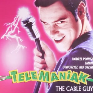 The Cable Guy-An Original Vintage Polish Movie Poster of Ben Stiller&#39;s Dark Comedy with Jim Carrey, Matthew Broderick, and Jack Black